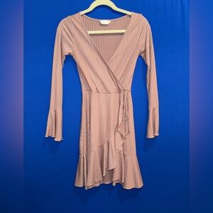 Altar'd State Ribbed Dress in Soft Mauve